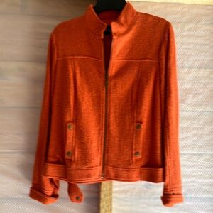 Burnt orange, fully lined, full zipper, slash pocket jacket